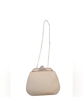 Judith Leiber White Cloth Shoulder Intricate design bag